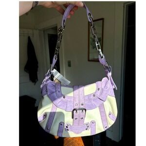 Vintage Y2k NWT Satchel Hobo Shoulder Bag White Lavender Chain Strap Bratzcore